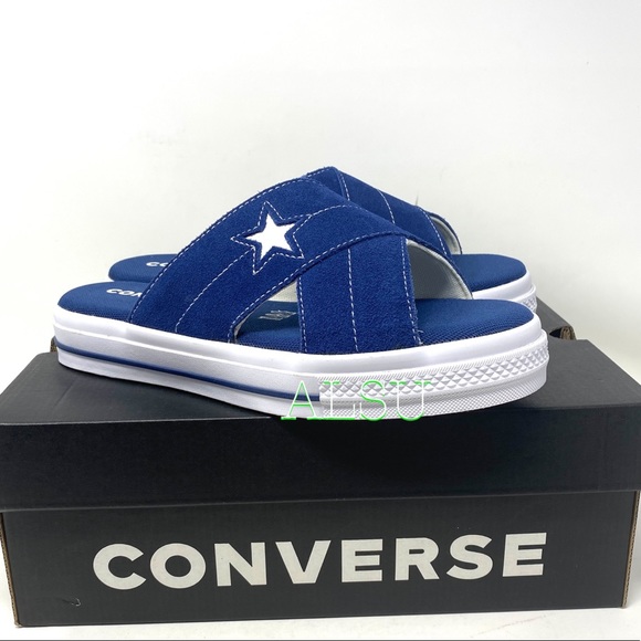 Converse One Star Sandal Slides Sip Navy Suede Women’s Sizes 564147C - Picture 3 of 12